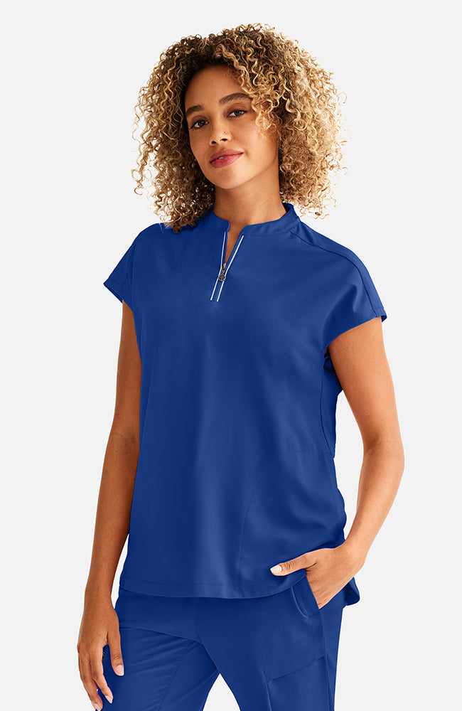 Women's Scrub Set: Sandy Zip Mandarin Collar Top & Joelle Flare Leg Pant