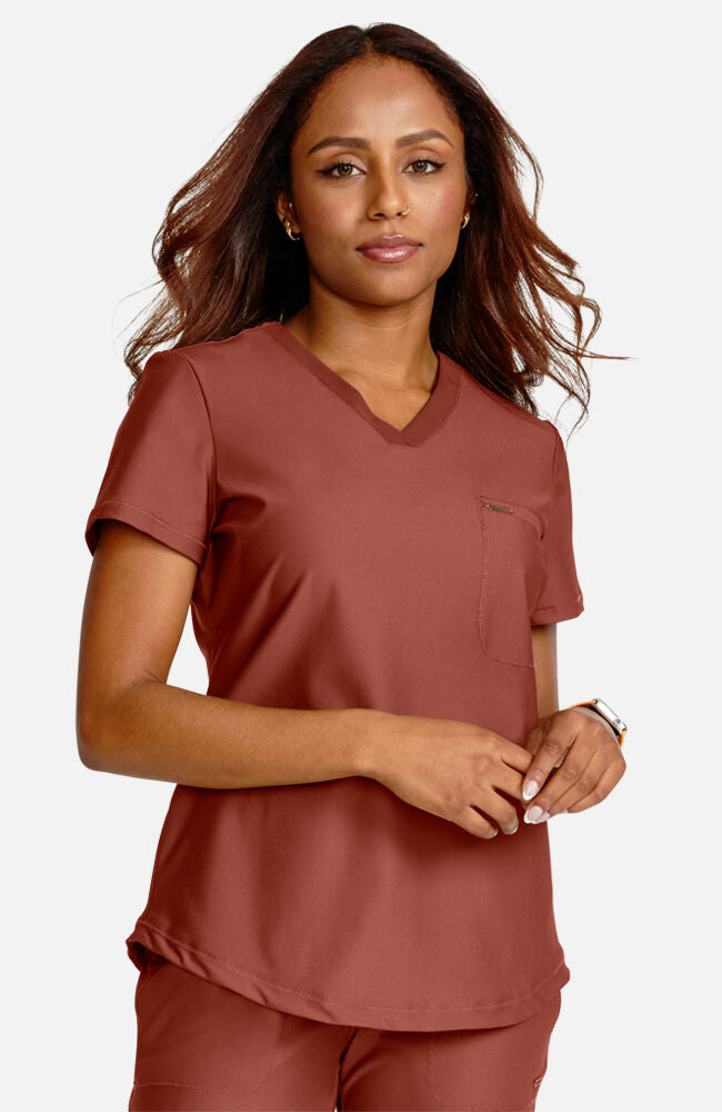 Women's Tuck-In Knit Mesh V-Neck Scrub Top