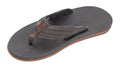 Brown sandal with a colorful strap on a white background